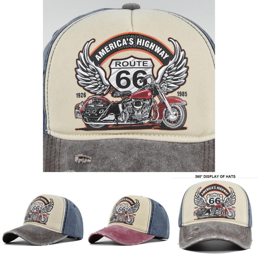 Berretto da Baseball Vintage Route66 Cappello con Stampa Retrò a Becco d'Anatra Cappello da Motociclista Camionista Cappello da Sole da Uomo