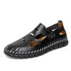 Hand-stitching Mens Casual Shoes New Summer Men Sandals All-match Man Leather Flats Fashion Hollow Out Shoes Breathable Sneakers