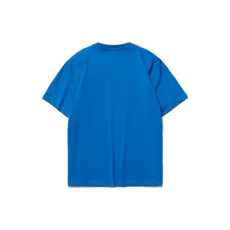 Li-Ning Sport Fashion Series Logo Print Crew Neck Regular T-Shirt Men Tops Blue AHSR339-3