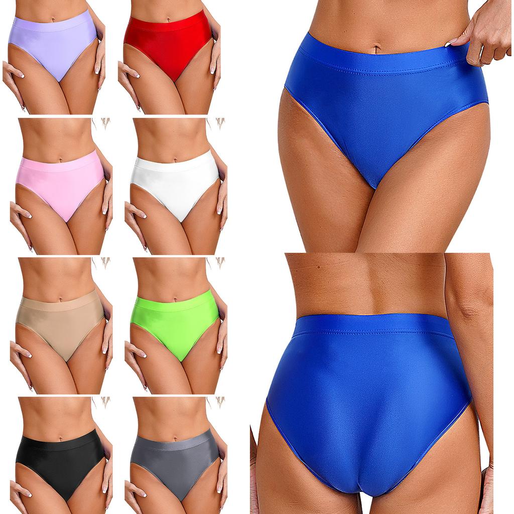 Glatte Damen-Slips M-XXL Unifarbener Elastischer Bund Unterwäsche Badeanzug-Unterteil