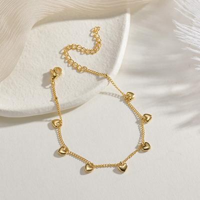 Simple Heart-Shaped Gold Women  Jewelry Bracelet Bangle Chain Female Birthday Gift