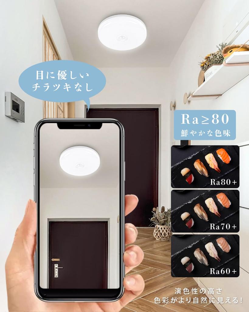 COMFORT ZONE Motion Sensor Ceiling Light, Compact LED Light, Automatic OnOff, Easy Installation, No Construction Required, Energy-Saving, Long-Life