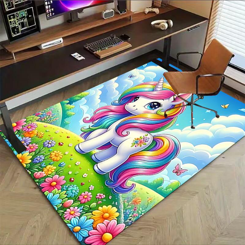 1PC Unicorn Flowers Extra Large Non Slip Floor carpet, Office, family, bedroom, Studio Large Area Rug Indoor Rugs