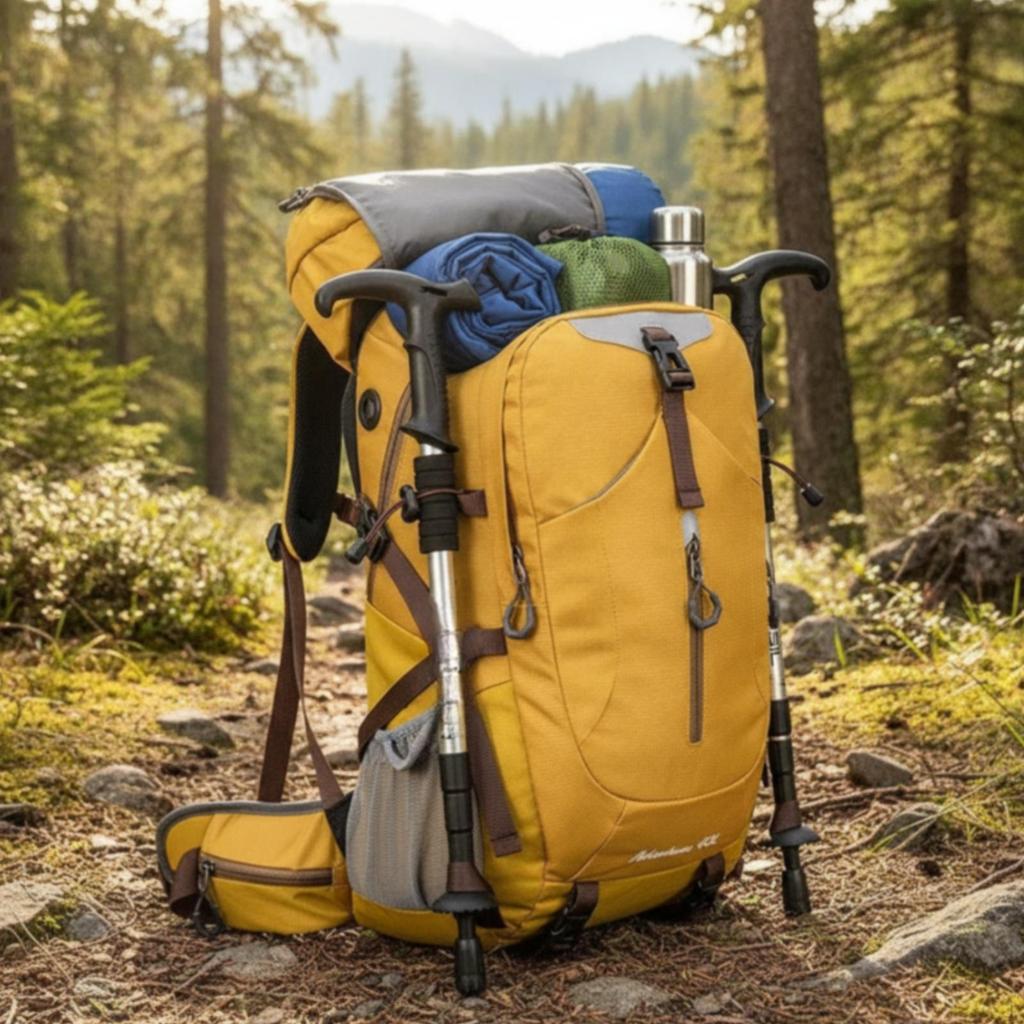 Mountaineering Backpack Lightweight Hiking with Frame Breathable Outdoor Rucksack Mesh