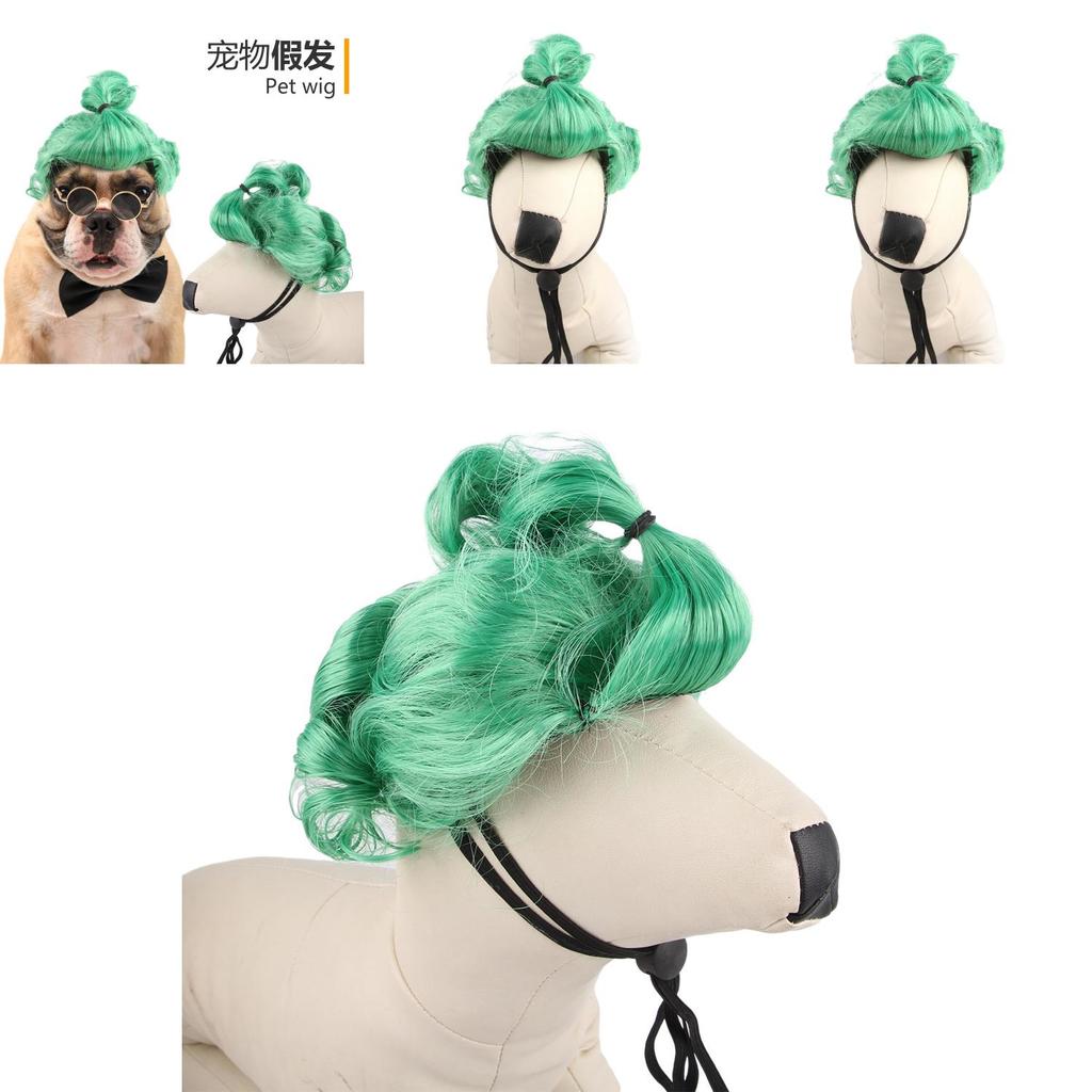 Unique Green Princess Pet Wig Quirky Hair Accessory For Cats And Dogs Great For Photos