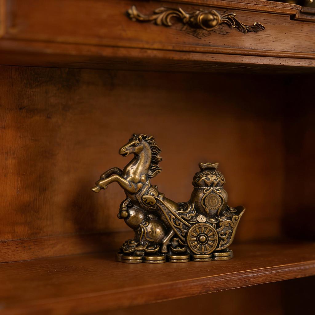 Horse Statue Feng Shui Ornament Mini Brass Horse Mascot Figurine Decor for Collectible Home Tea Pets Office Tabletop Car Decor