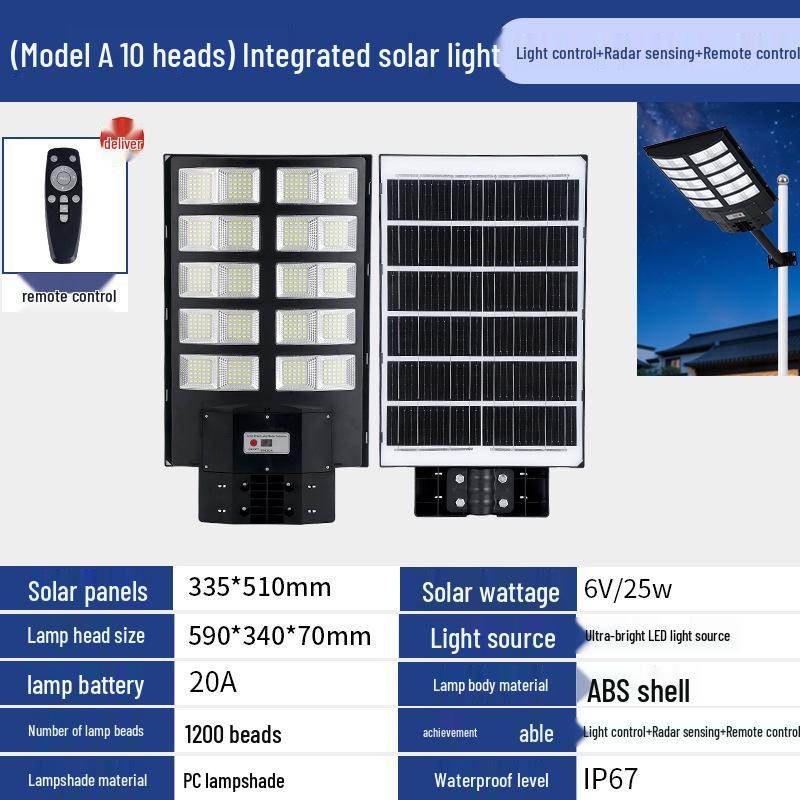 LED Solar Street Light with Radar Sensor for Outdoor Courtyard