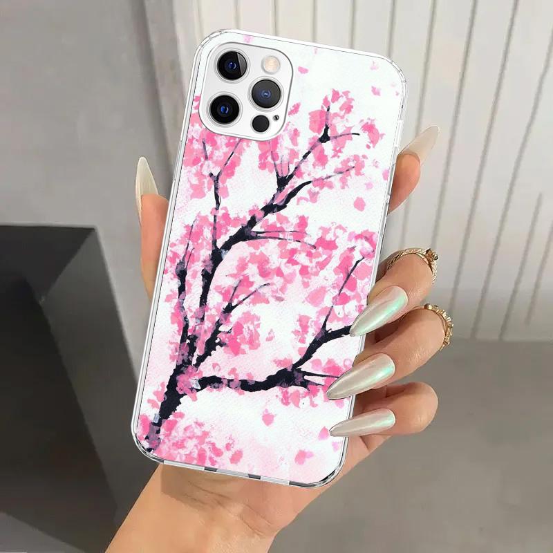 

Чохол для телефону з квітами вишні для Iphone 17 Air 16 15 Plus 14 13 Mini 12 11 Pro Max 16E 7 8 SE 2020 М який принт-оболонка Funda 17 A iPhone 7(8)SE