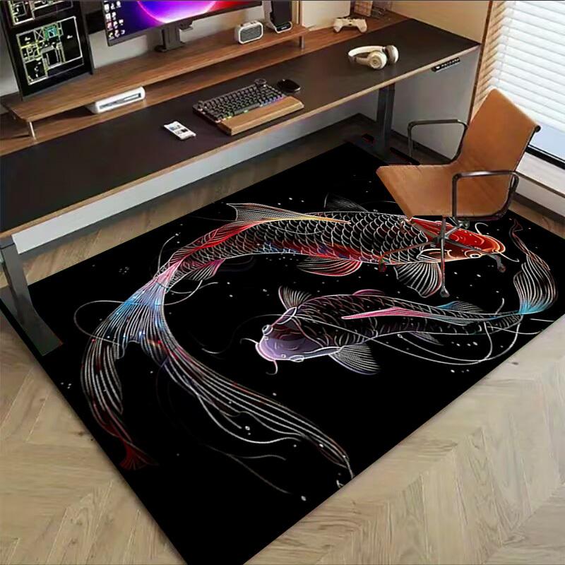 1PC Koi Fish Carpet Office Rug Mat Home Decor Area Carpet Festival Gift Office Desk Chair Carpet Longlasting Material