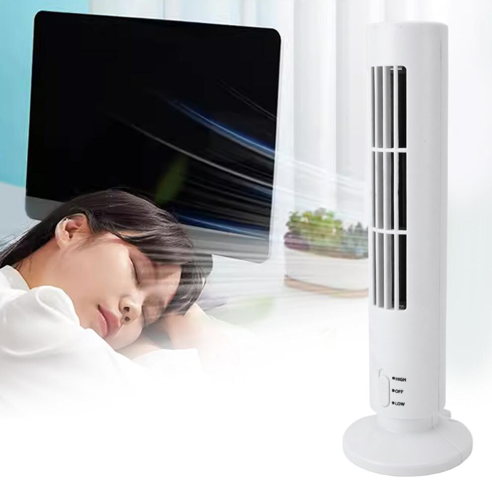 Mini Tower Fan USB Desk Fan 6x33cm Quiet Bladeless White