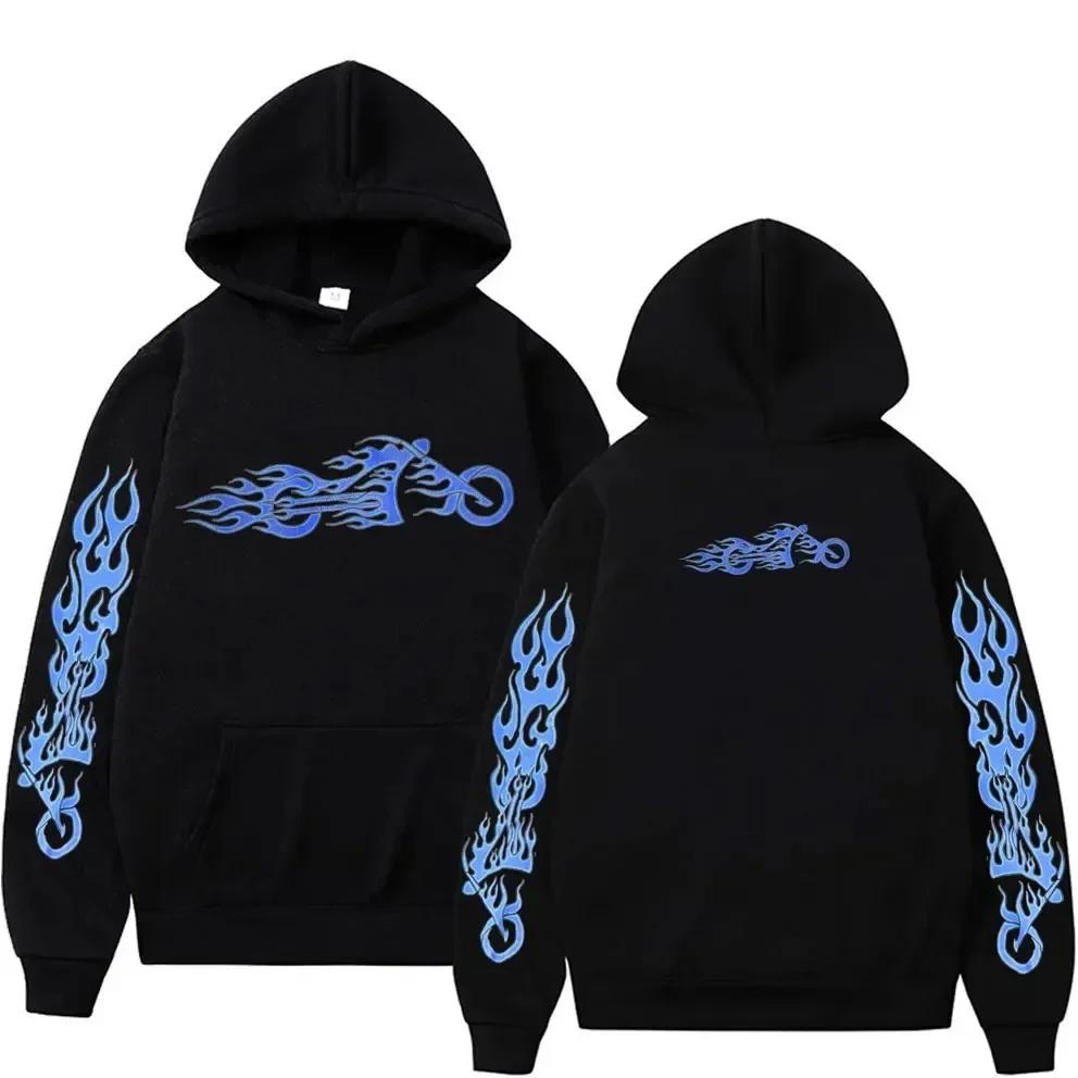 West Coast Chopper Logo Pattern Hoodie, Men's Retro Streetwear, Unisex Long-sleeved Sweatshirt, Men's Gothic Hoodie.