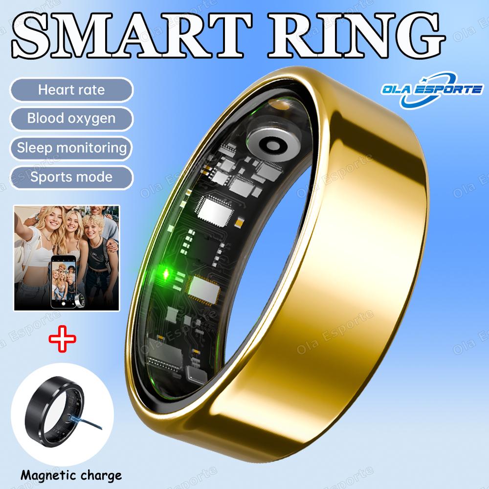 New Smart Ring Men Women, Heart Rate Blood Oxygen and Sleep Monitor Smartring IP68 & 5ATM Waterproof, Multi-sport Mode Ring