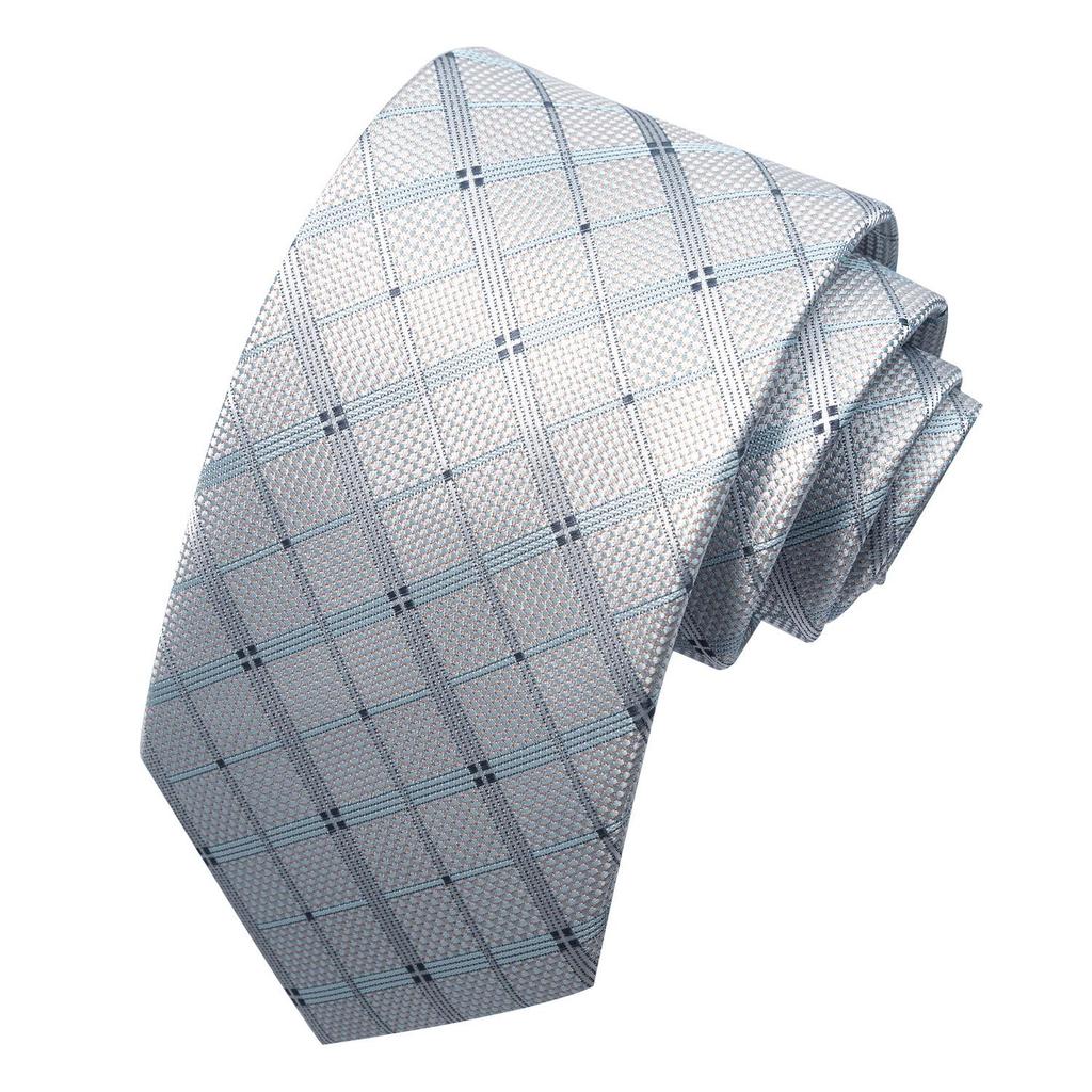 Spring/Summer Blue Series Men's Yarn-Dyed Jacquard Tie - British Style, Hand-Tied, Business Fashion