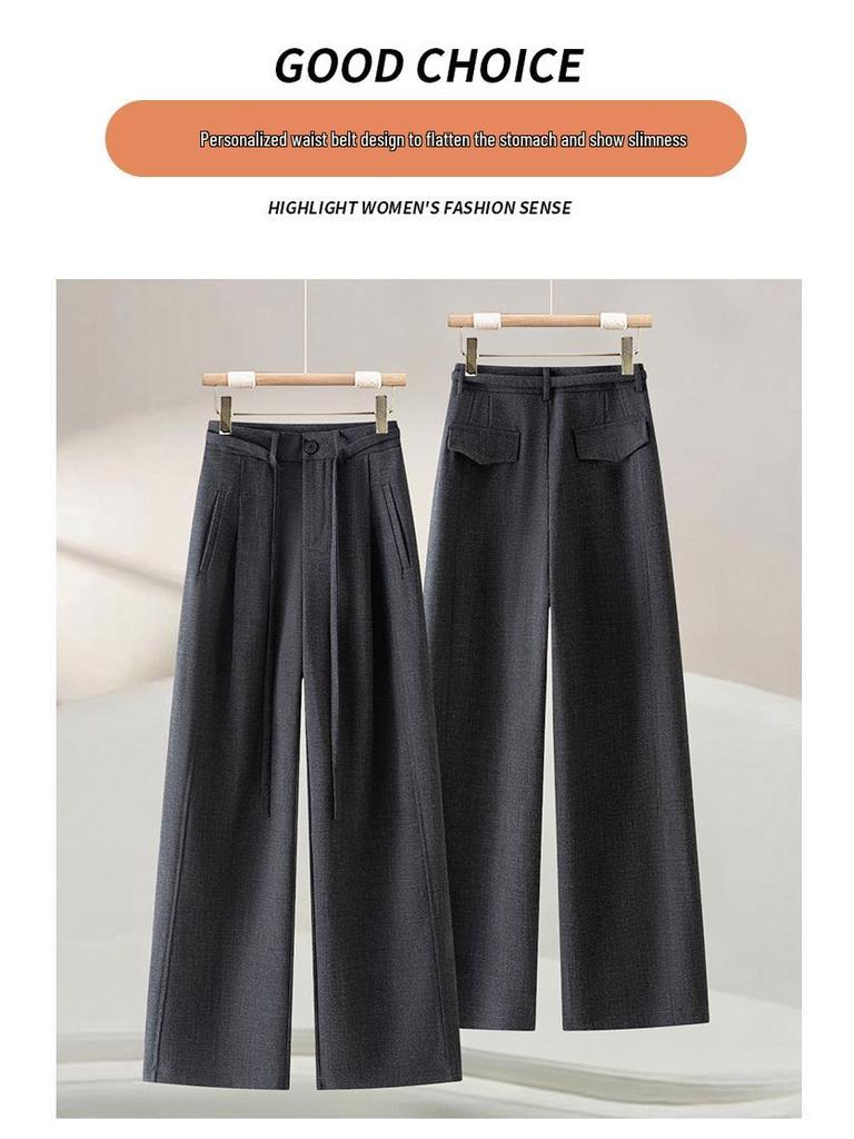 Wool Blend Wide-Leg High Waist Pants for Women - Autumn/Winter 2025: Thick, Versatile & Comfortable