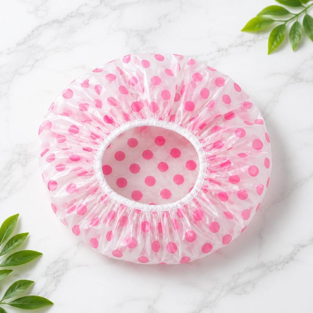TRICSTER Shower Cap Set of 6 for Women, Reusable Waterproof Elastic Eva Free-Size Bathroom Shower Caps - For Homes, Spas, Salons, Hair Treatment, B
