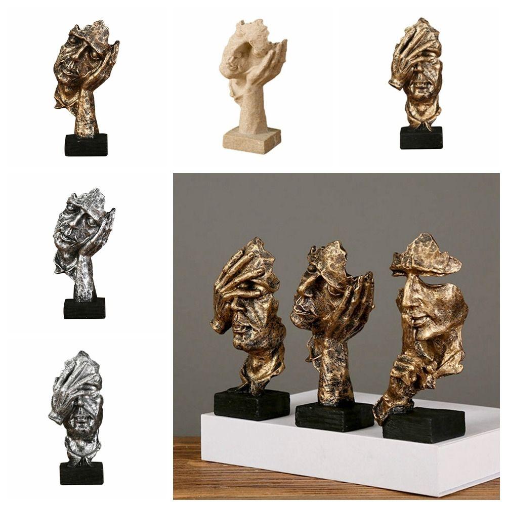 Abstract Statue Resin Desktop Ornaments Sculpture Miniature Figurines Face Character Nordic Art Crafts Office Home