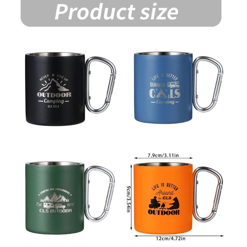 Tazza da Caffè in Metallo Leggero per Campeggio all'Aperto Tazza da Viaggio Termica a Doppia Parete Tazza da Campeggio con Manico Durevole