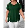 Women Plus Size Solid Cross Strap Short Sleeve T Shirt
