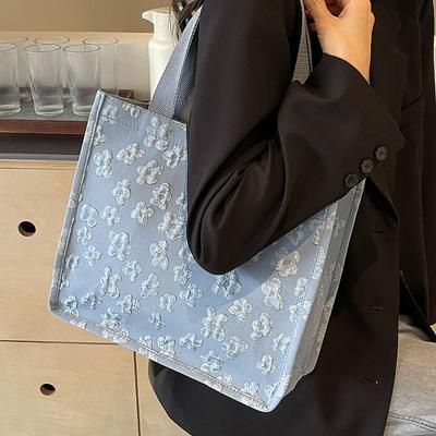 Large Capacity Commuter Tote Bag High Fashion Canvas Bag College Class Shoulder Bag Girl