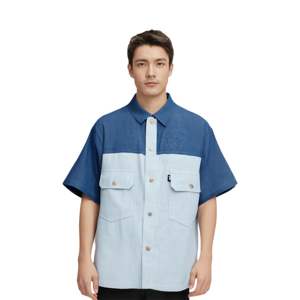 Levis Color Block Loose Fit Short Sleeve Shirt Men Shirts Blue A6394-0001