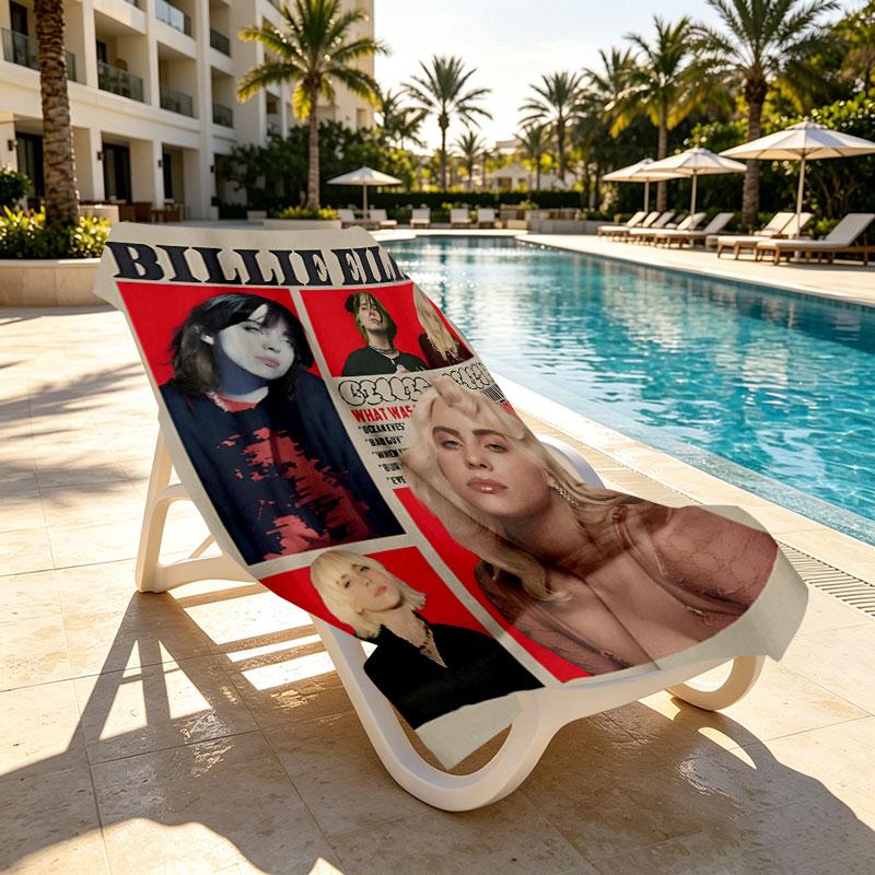 Billie Eilish Print Beach Towel Design, Soft, Lightweight. for Home Bathroom, Spa, Pool, Yoga, Surfing, Camping, Gift for Family, Friend
