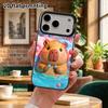 Phone Case: 2D Flat Design, Suitable for iPhone 18, 17, 16, 15, 14, 13 Pro Colorful Silver Protective Case, Couple Style, Plush Capybara, Christmas an