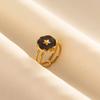 Balck Enamel Gold Plated Heart Fire Evil Eye Stainless Steel Ring Vintage Finger Jewelry Sun Moon Star Rings For Women Men Bague