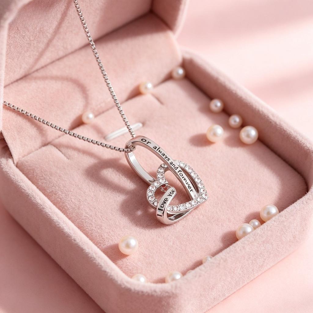 Ladies' Heart-shaped Pendant Necklace with 'I Love You', Exquisite Love Jewelry for Daily Wear, Holiday Gifts, Valentine's Day Gifts