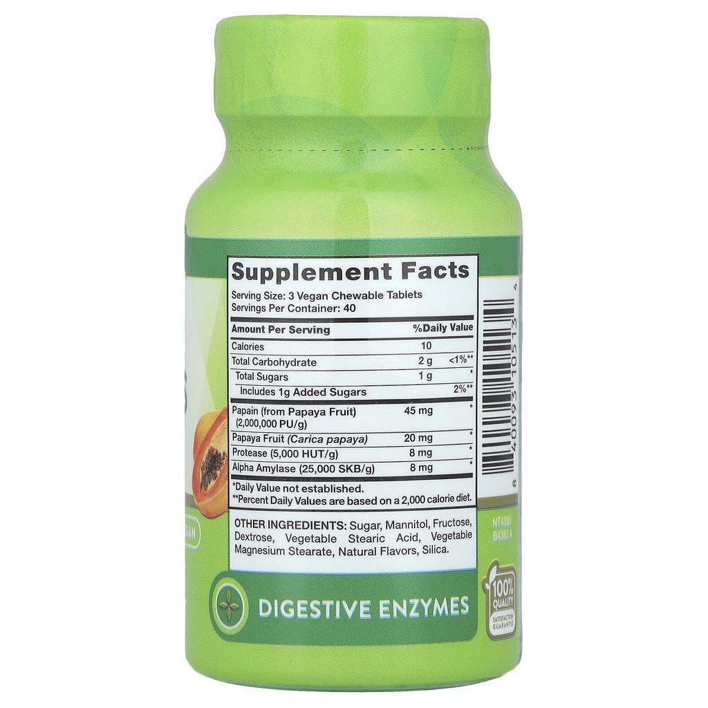 Nature's Truth Kaubares Papaya-Enzym, Natürlich Tropisch, Kautabletten 120