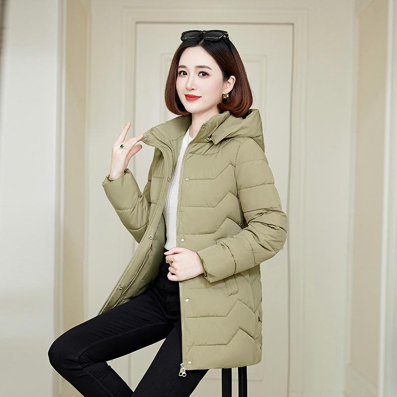 

Женское пальто средней длины на белом утином пуху - Зима 2024, Корейский стиль, Утепленная приталенная верхняя одежда для мамы M 80-105 lbs