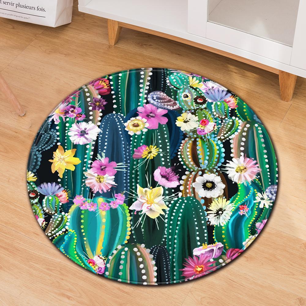 Grünes Blatt Pflanze Wohnzimmer Bereichsteppich Kaktus Druck Rund Schlafzimmer Teppich Stuhlmatte Kinder Spielteppich Memory Schaum Badematte Fußmatte