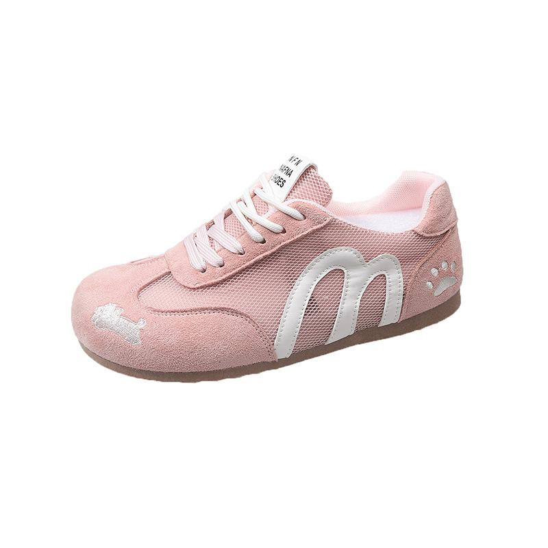 Red retro flat-bottomed German training shoes for women's 2025 new mesh breathable, comfortable and lightweight casual sports Forrest Gump shoes