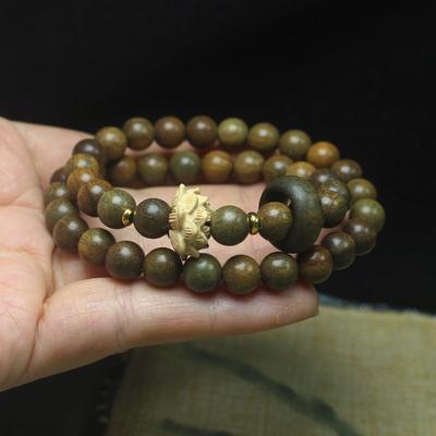 8mm Green Sandalwood Double Layer Bracelet Natural Fragrance Lotus Running Ring Unisex Literary Prayer Beads