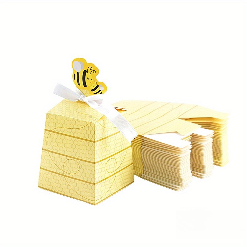 

100 шт. подарочных коробок в виде пчелы, подарочная коробка в виде улья с лентами, коробки для угощений, сувенирные коробки для свадеб, дней рождения, вечеринок, фестивалей, украшений 100pcs boxes