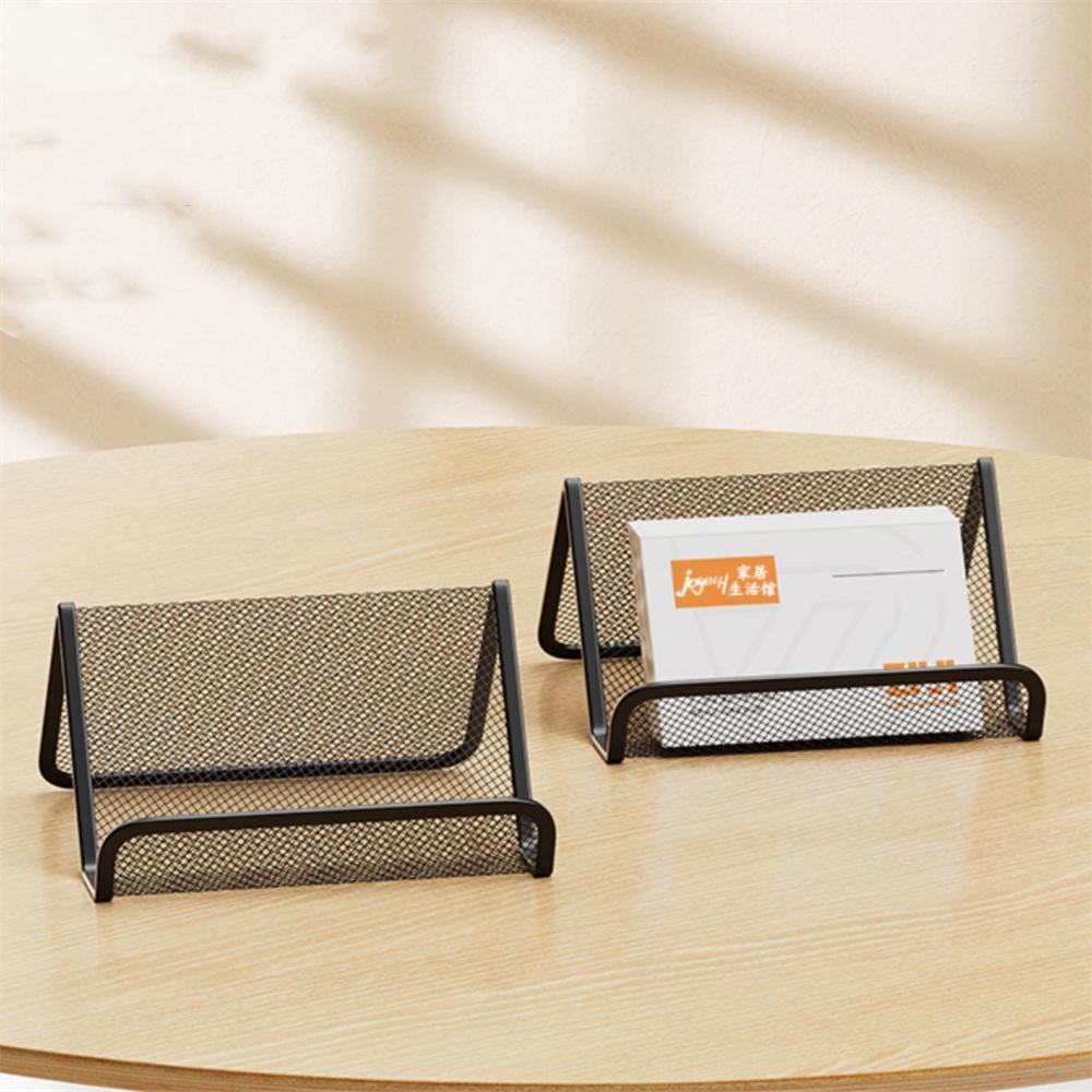 1PC Metal Mesh Business Card Holders Business Card Display Stand Desktop Office Supplies Mobile Phone Holder Supplies Organizer