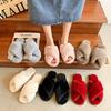 Pantofole da donna in cotone peluche incrociate a punta aperta Autunno/Inverno 2022