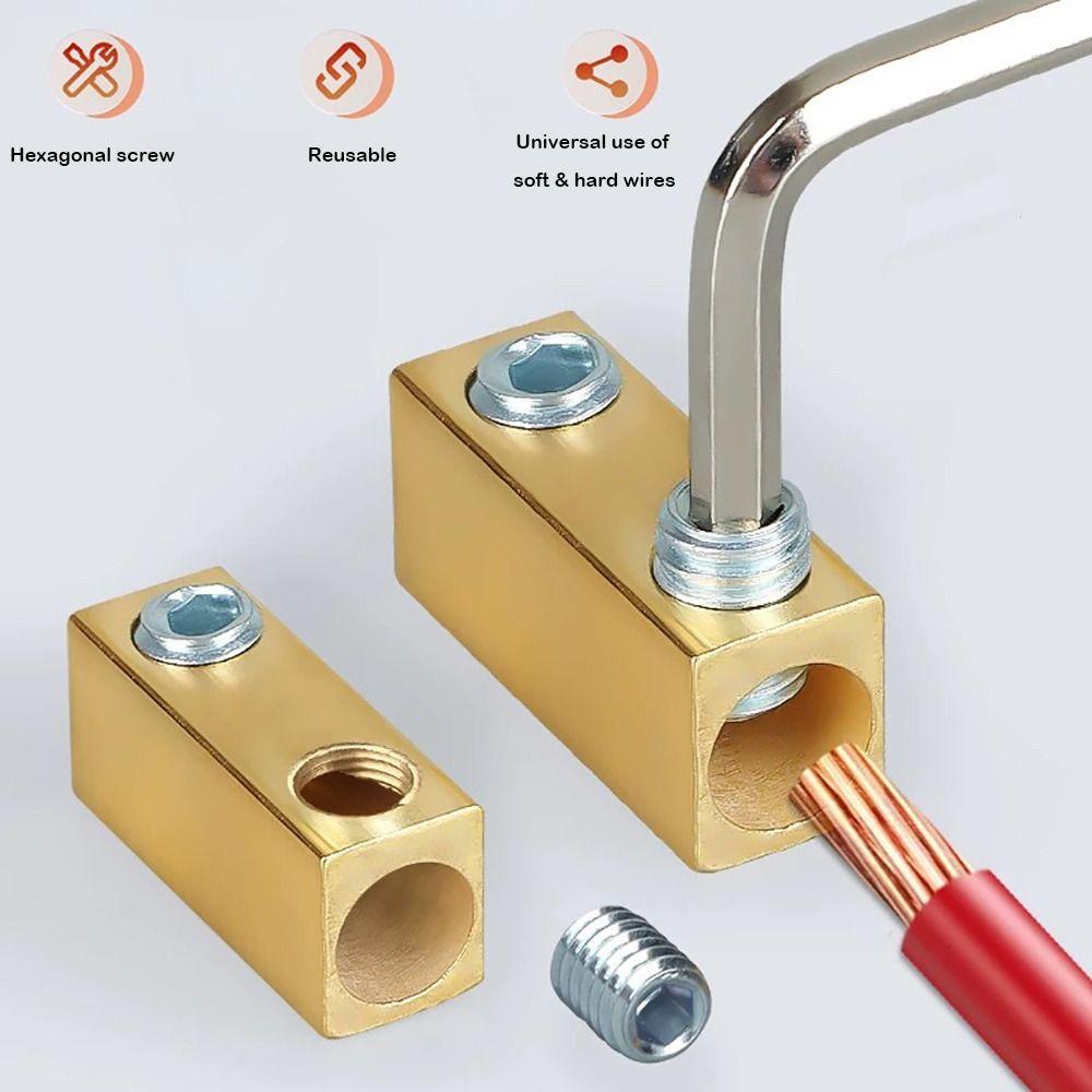 10/20Set Pressure Free Brass Terminal Block High Current Waterproof Wire Butt Joint 1 In 1 Out 10/20/60A With Heat Shrink Tubing