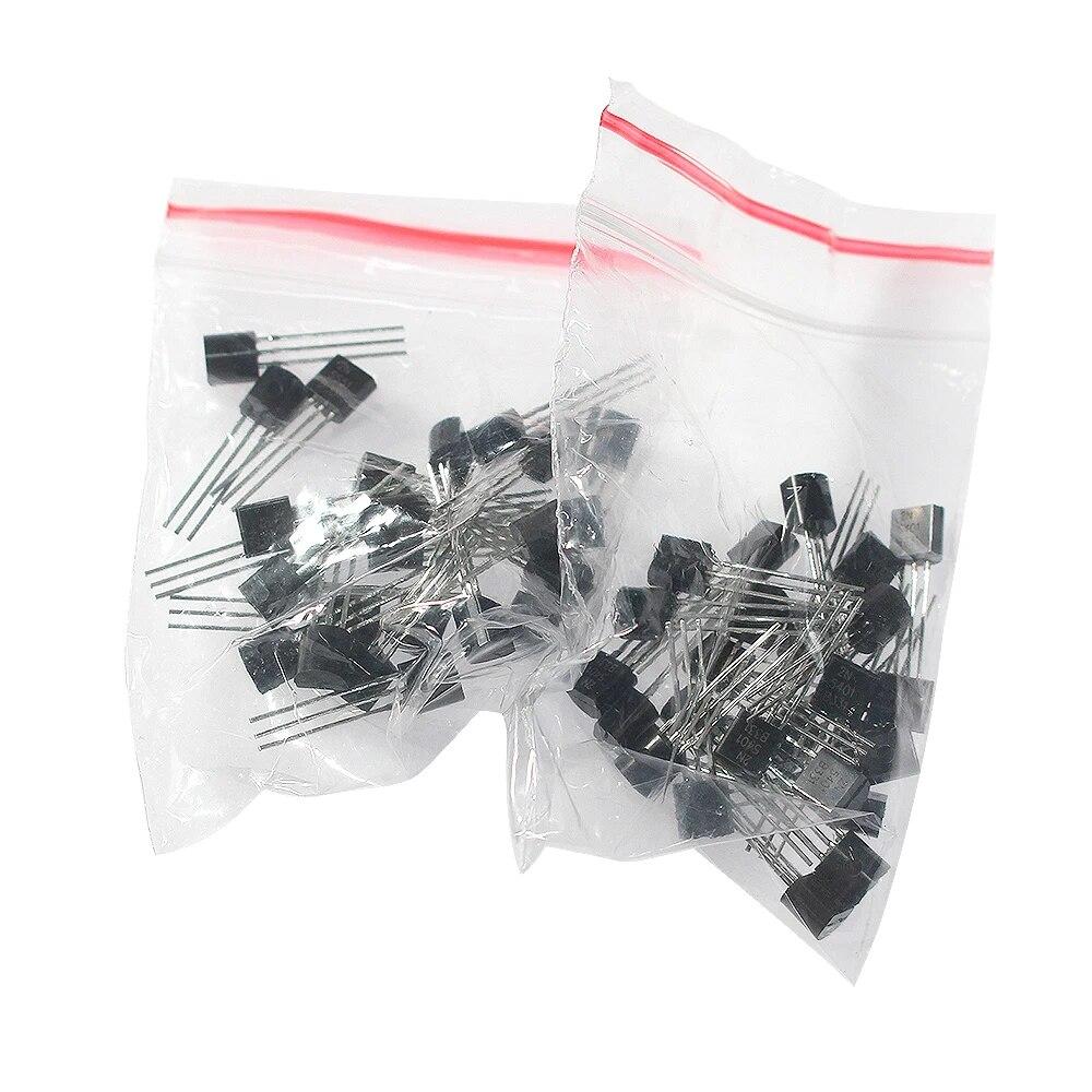 50PCS TO-92 Bipolar Junction Transistor (BJT) Kit: 2N5551 and 2N5401 NPN Switching Transistors