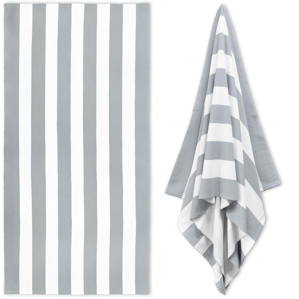 Ultra-Absorbent Quick-Drying Striped Beach Towel with Custom Digital Print