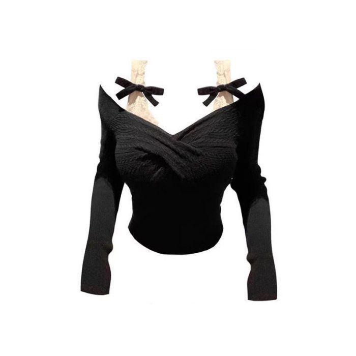 Spicy Spice Girl Lace V-neck Two-Piece Design Women s Top M - Premium Quality чёрный