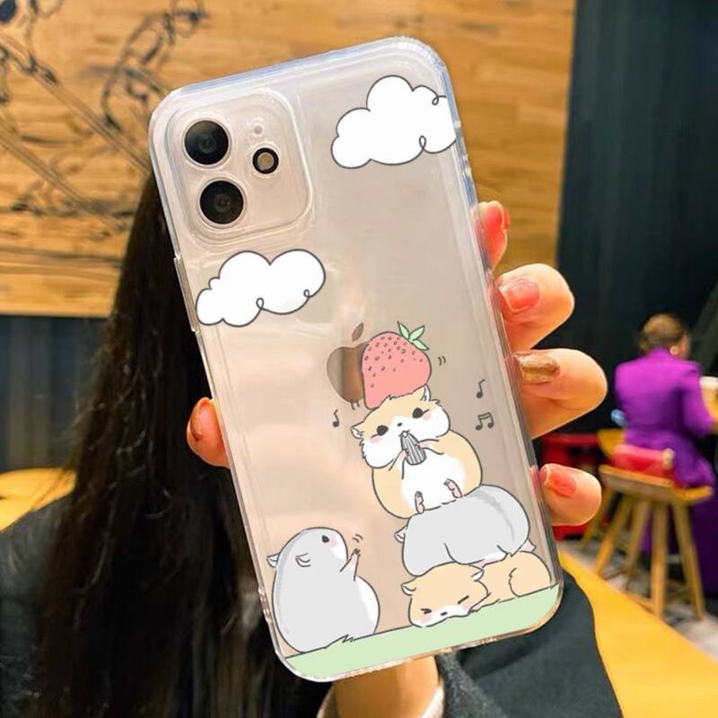 Cute Hamsters Phone Case for iPhone 11 12 13 mini pro XS MAX 8 7 6 6S Plus X 5S SE 2020 XR clear case