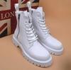 Men's Fashion Stage Nightclub Motorcycle Boots  Designer Shoes Black White Chelsea Boot Soft Leather Platform Short Botas