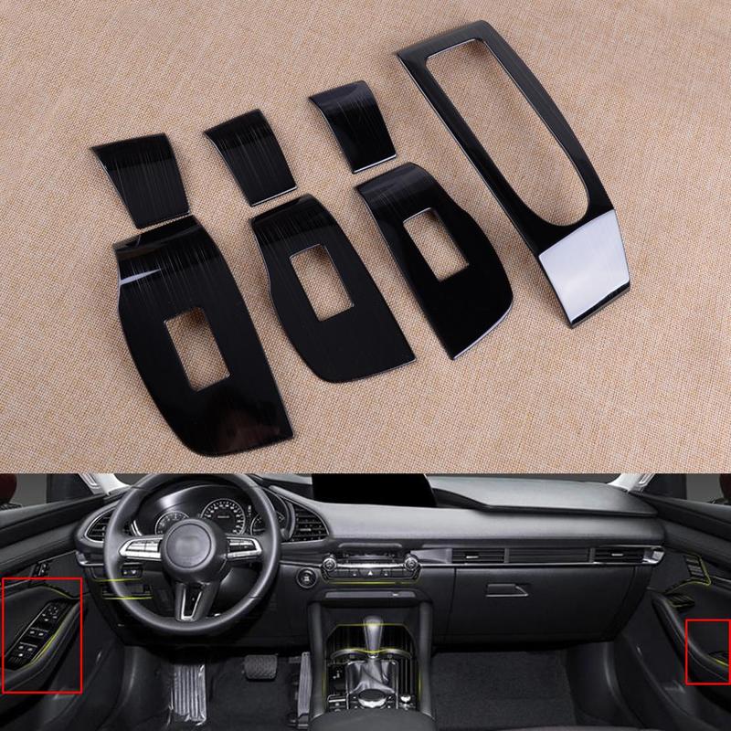 Car Interior Titanium Window Lift Switch Panel Door Armrest Cover Trim fit for Mazda 3