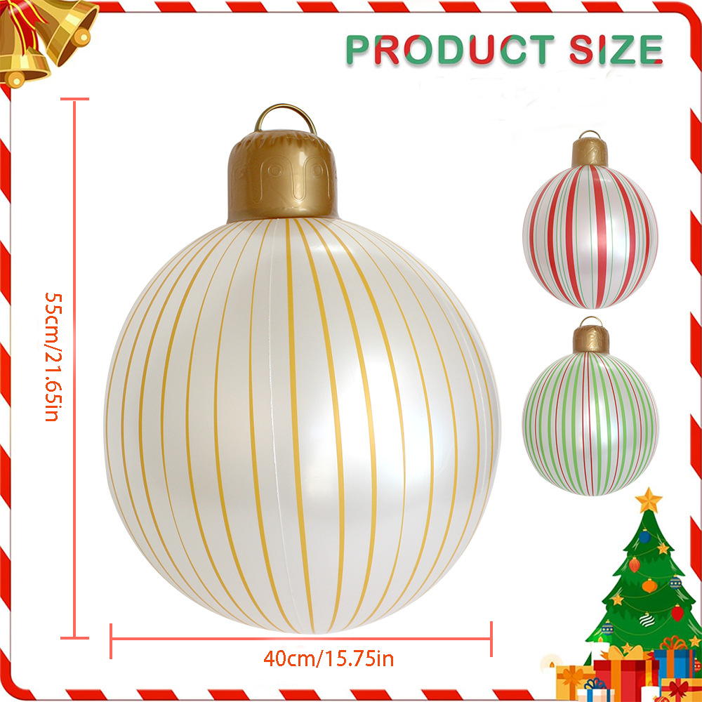 Inflatable Pearl Stripe Christmas Lantern Ball - Outdoor Courtyard Decorative Inflatable Christmas Ball For Holiday Lighting