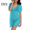 Sheer Swimsuit Cover Up, Drawstring Breathable Mesh Fabric, Short Sleeve Beachwear with Adjustable Waist Side Slit Design, Beach Dress for Summer