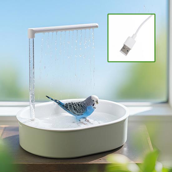 Yousheng Papageienbad Spritzschutz Vogel Dusche Leise USB-betrieben Pumpe Automatische Vogel Dusche für Nymphensittiche Aras Wellensittiche Unzertrennliche
