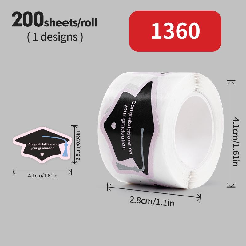 PhD Graduation Cap Blessing Sticker for Student Gifts, Bouquets, and Packaging