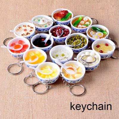 Key Rings Simulation Chinese Food Blue and White Porcelain Bowling Keychain Car Keyrings LS