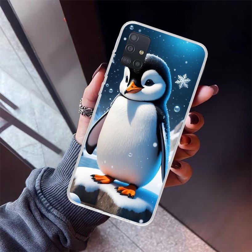 Penguins Love At The North Pole Phone Case For Samsung Galaxy A12 A52S A42 A32 A22 A51 A50 Note 20 Ultra 10 S10 Plus A71 A70 A31