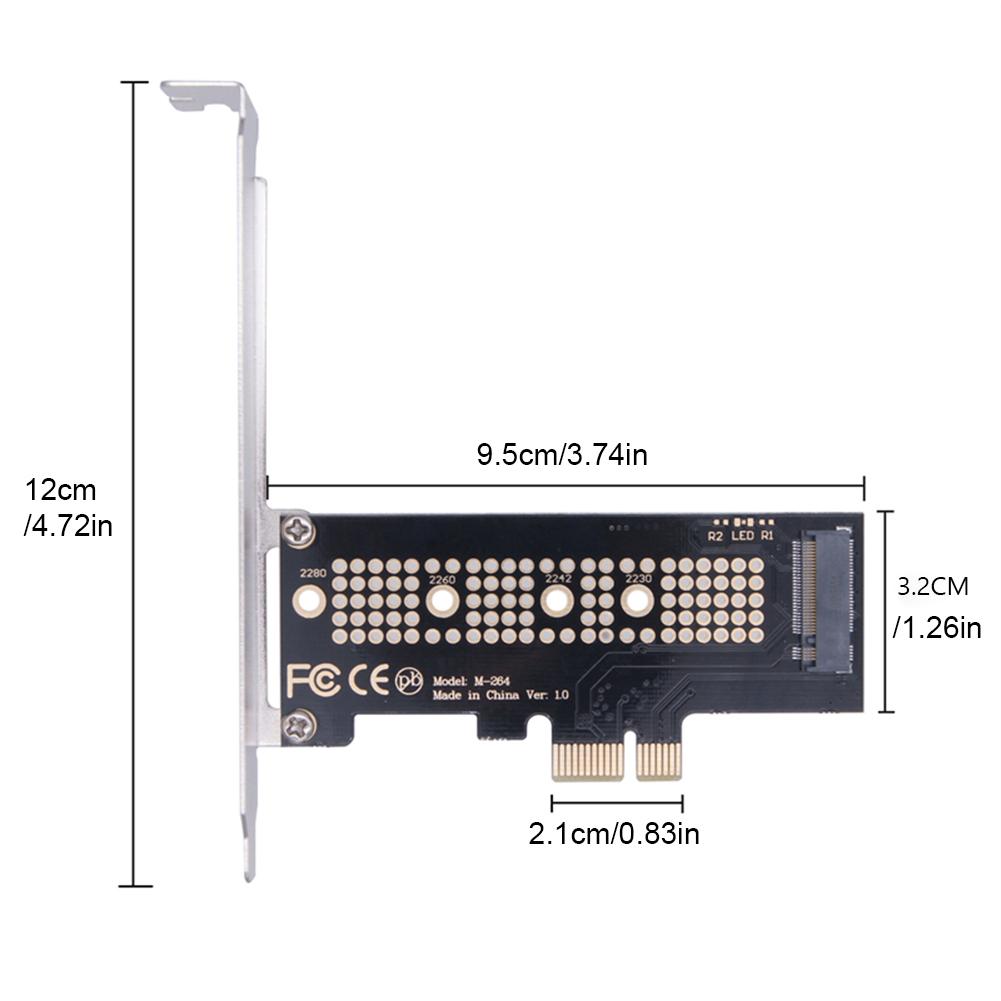 

M.2 NGFF SSD To PCI-E X1 Adapter Card PCI-E M.2 NVMe PCIE M.2 SSD Adapter Hard Disk Card Reader SSD Riser for 2230-2280 Size SSD чорний